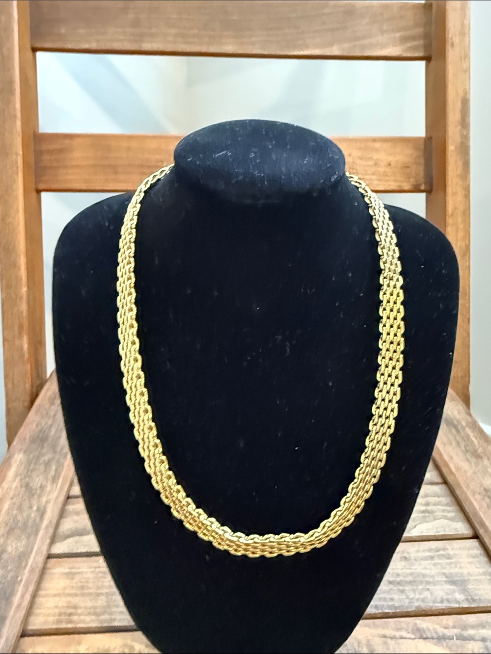 Vintage Premier Designs Gold Tone Multi Strand Woven Chain Necklace 15”